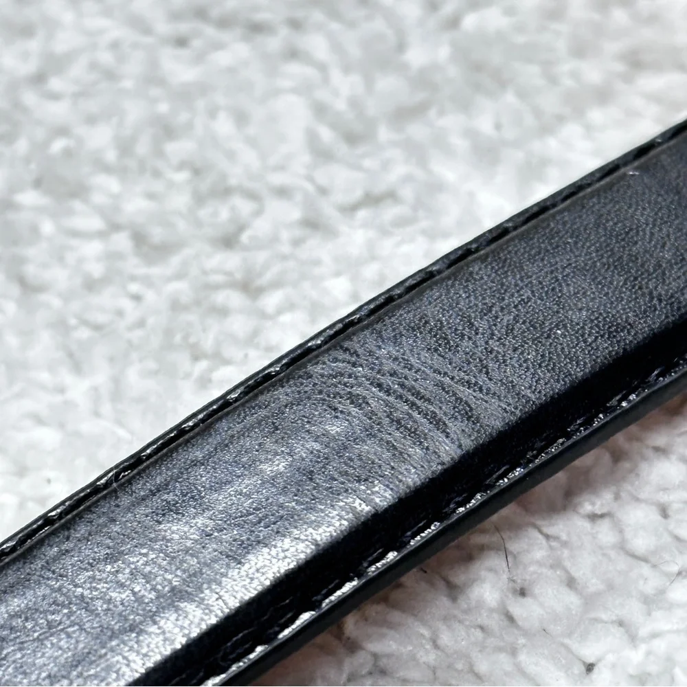 Men’s Black Leather Dress Business Belt, Silver Tone Buckle, 34-36 NWT